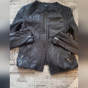 June women black leather necklace jacket